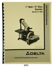 Delta 1 Belt 5 Disc Sander 31 080 Instruction Amp Parts List Manual 2072