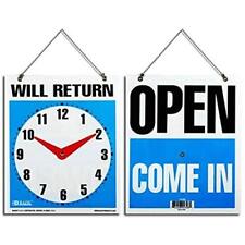 2 Open Come In Back Will Return Movable Clock With Hanging Chain 75x 9 Sign