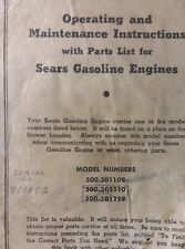 Sears 500301109 Briggs Stratton Wi Engine Owner Parts Amp Service Repair Manual