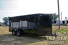 New 2023 7x16 7 X 16 Blackout V Nosed Enclosed Cargo Motorcycle Trailer With Ramp