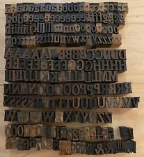 Vtg Letterpress Printing Press Wood Blocks 242 Pcs Alphabet Numbers Currency