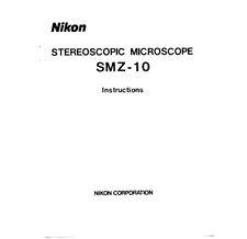 Nikon Smz 10 Stereo Microscope Instruction Manual On Cd