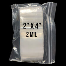 100 2 X 4 Clear Reclosable Zip Seal Bag Plastic 2 Mil Lock Bags Jewelry Zipper