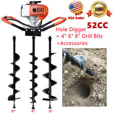 52cc Gas Powered Post Hole Digger With 4 68 Earth Auger Borer Digging Engine