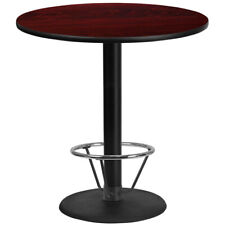 42 Round Restaurant Bar Height Table With Mahogany Laminate Top And Foot Ring