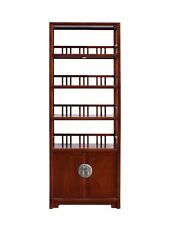 Chinese Distressed Brown 4 Shelves Bookcase Display Cabinet Cs3437