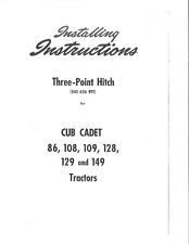 Ih Cub Cadet 86 108 109 128 129 149 3pt Three Point Hitch Installation Manual