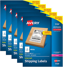 Avery 5126 Shipping Labels 55 X 85 200 Labels 2 Label Per Sheet Laser
