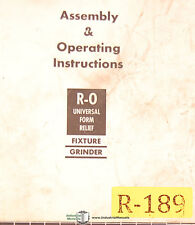 R O Form Relief Fixture Grinder Operations And Assembly Manual