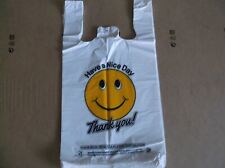 66 Ct Plastic Shopping Bags Medium Sizet Shirt Type Groceryhappy Face White