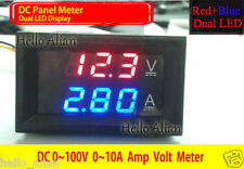 Dc 0 100v 10a Digital Led Voltmeter Ammeter Amp Volt Meter Bluered 12v 24v Car