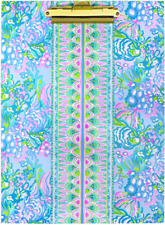 Lilly Pulitzer Blue Clipboard Folio With 60 Page Lined Notepad And Interior Stor