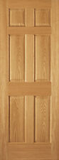 6 Panel Raised Red Oak Traditional Stain Grade Solid Core Interior Doors Slabs