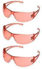 3 Pairpack Gateway Varsity Vermillion Pink Safety Glasses Sun Lightweight Z87