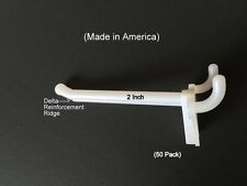 50 Pack 2 Inch White Plastic Peg Hooks For 18 To 14 Pegboard Usa Made