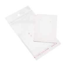1set White 90x60x01mm Paper Jewelry Display Cards With Cellophane Bags Ear Nuts