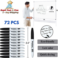 72 Whiteboard Markers Bulk Low Odor Dry Erase White Board Pens Chisel Tip Black