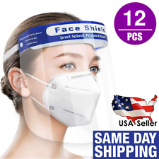 12 Pack Face Shield Plastic Reusable Safety Full Protection Visor For Men Women