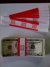 50 New Self Sealing Currency Bands 500 Denomination Straps Money Fives