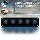 5 Gang Led Toggle Rocker Switch Panel On Off For Car Boat Marine Rv Truck Blue