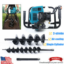 52cc Earth Auger Borer Fence Ground Gas Powered Post Hole Digger 2 Drill Bits