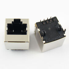 10pcs Rj45 Metal 8 Pin Female Pcb Right Angle Board Jack Connector 8p8c