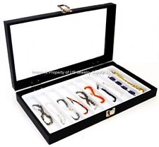 1 Glass Top Lid White 10 Slot Jewelry Organizer Display Case