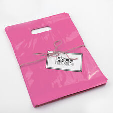 100 9x12 Pink Plastic Retail Die Cut Handle Merchandise Bag Boutique