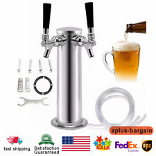 Double 2 Tap Draft Beer Tower Kegerator Dual Chrome Faucet Stainless Steel Sale