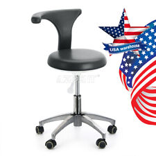 Dental Medical Doctor Assistant Stool Mobile Chair Pu Leather Adjustable Black