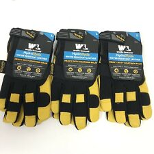 3 Pair Wells Lamont Hydrahyde Water Resistant L Large Leather Work Gloves New