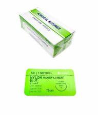 48 Pack 50 Surgical Sutures Nylon Monofilament Braided Sterile With Needle
