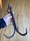 Antique 18th C Blacksmith Wrought Iron Fireplace Meat Game Hook Ring Patina