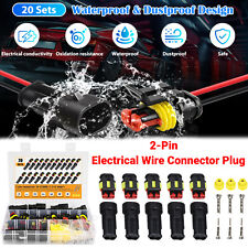 20 Set 2 Pin Way Car Waterproof Male Female Electrical Wire Connector Plug Kit