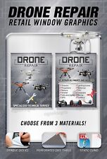 Drone Repair Service Parts Retail Window Graphics Decal Sign Banner