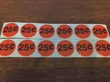 12 New 25 Cent Vending Price Sticker For Gumball Candy Toy Bulk Vending Machines