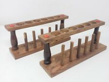 Test Tube Stand Set Of 2 Wooden 6 Hole With Drying Rack Vintage Lab Equipment