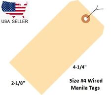 100 Pack 4 14 X 2 18 Size 4 Manila Inventory Pre Wired Hang Tags With Wire