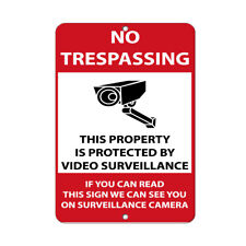 Vertical Metal Sign Multiple Sizes Trespassing Property Protected Surveillance