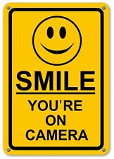 New Smile Youre On Camera Yellow Business Security Sign Cctv Video Surveillance