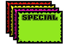 100 Special 25 X 35 Fluorescent Burst Neon Retail Sale Sign Card 25 Each Color