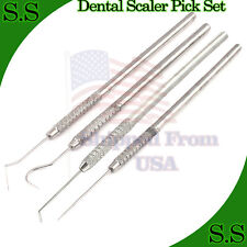Dental Scaler Probes Pick Set Stainless Steel Tools 4 Pcs Set Pr 381