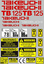 Decal Sticker Set For Takeuchi Tb125 Mini Digger Pelle Bagger Excavator