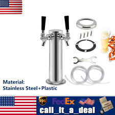 3 Diameter Double Faucet Tap Draft Beer Tower Stainless Steel 330mm Height