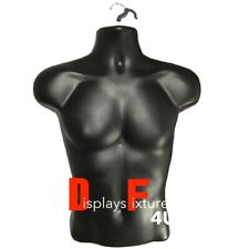 New Male Mannequin Formhard Plastic Manikin Display Torso Men T Shirt Black