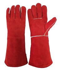 16 Welding Gloves Heat Resistant Unibody Cow Split Leather Bbq Cooking Red