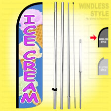 Ice Cream Windless Swooper Flag Kit 15 Tall Feather Banner Sign Bz4 H