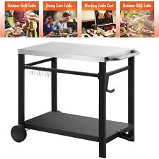 Movable Dining Cart Outdoor Bbq Food Prep Table Kitchen Worktable Serving Cart