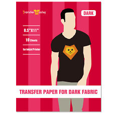 Premium 10 Sheets Dark Fabric Inkjet Iron On Heat Transfer Paper Light 85x11