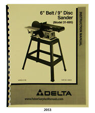 Delta 6 Belt 9 Disc Sander Model 31 695 Instruction Amp Parts List Manual 2053